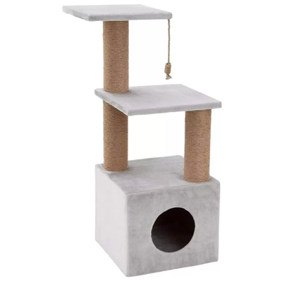 # Когтеточка куб 4 этажа (дом, 4 лежанки) джут 35х45х90 ø10 кд-48 серый