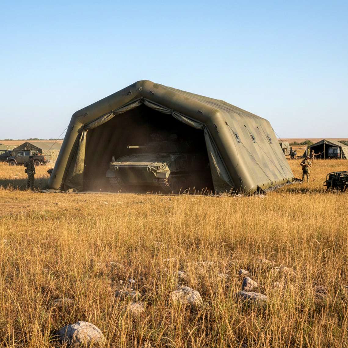 Мобильное укрытие для военной техники от компании БатутМастер