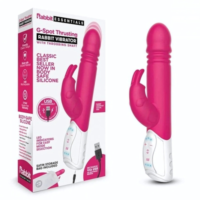 Розовый пульсирующий вибромассажер G-Spot Thrusting Rabbit - 24 см. (Цвет: розовый)