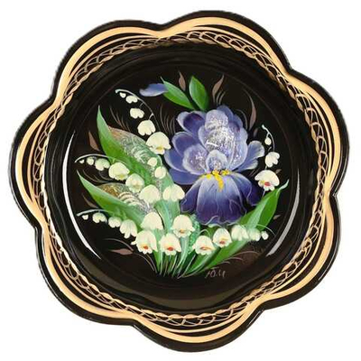 Жостовский поднос декоративный, размер 18 см (A1), металлический