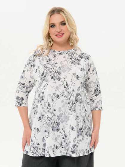 Туника с цельнокроеным рукавом, джерси нежно-серое