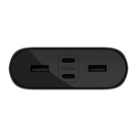 Внешний аккумулятор Belkin BoostCharge 26K (26000 мА·ч) (BPB016) Проводная зарядка: 2 USB-C, 2 USB-A. Беспроводная зарядка: нет. Есть LED-индикация, поддержка PD и PPS. Энергоёмкость — 96,2 Вт·ч. Максимальная выходная мощность — 20 Вт