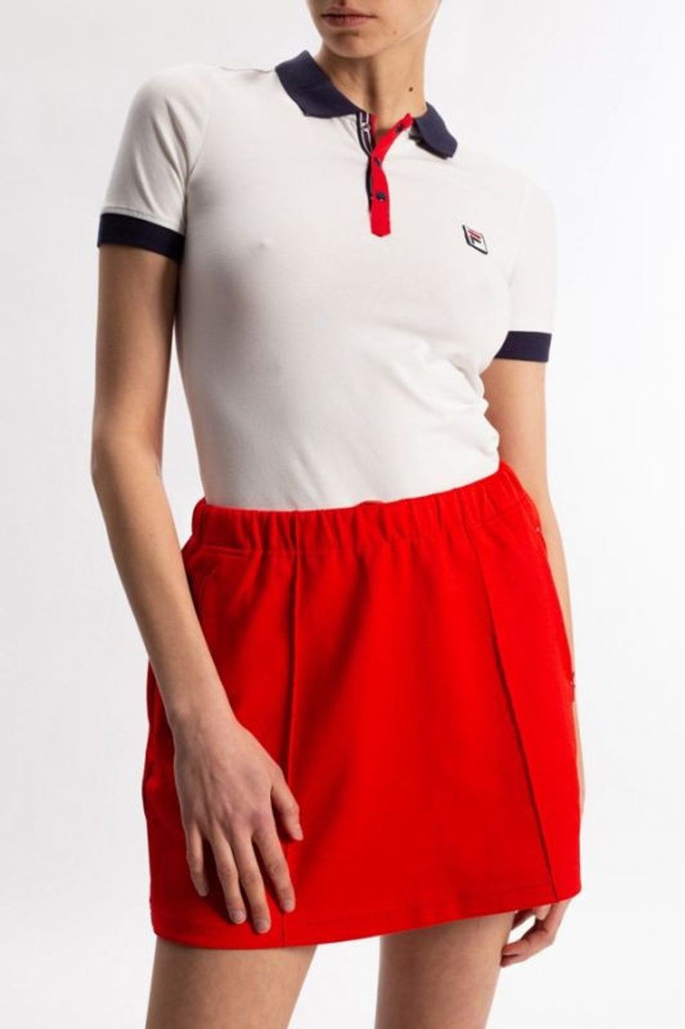 Женское поло Fila Hateya Cropped Polo Shirt Women - blanc de blanc/black iris