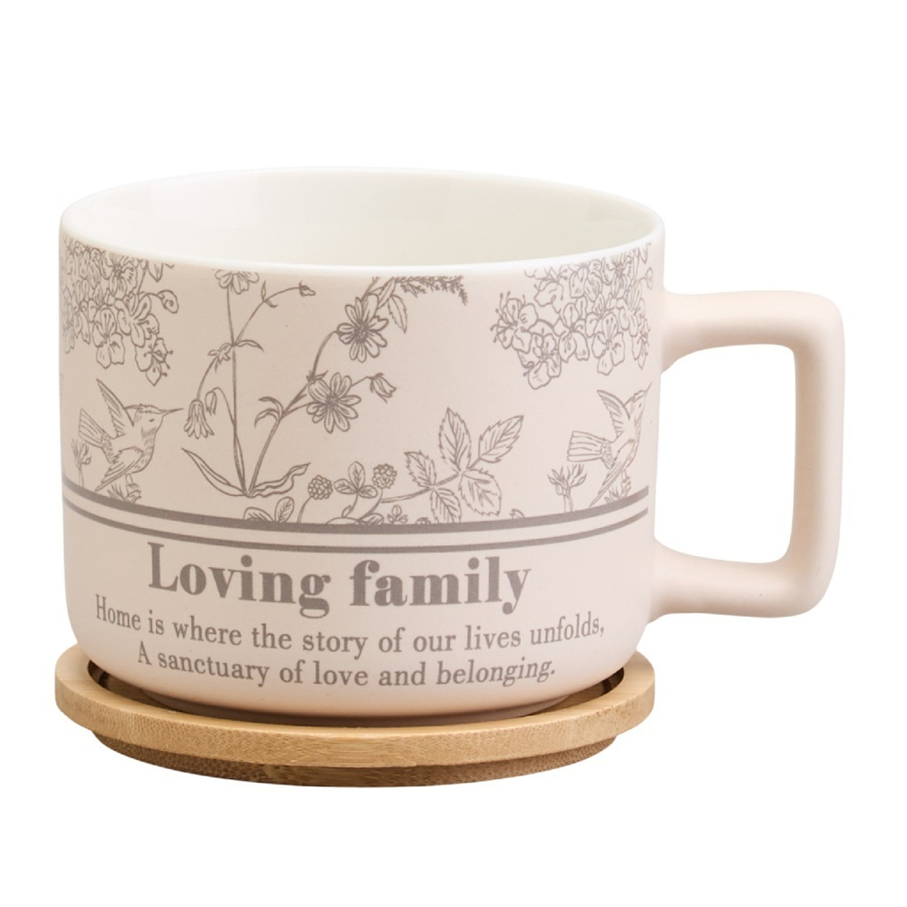 Кружка фарфор, 400 мл, Loving Family, с бамбуковой крышкой, Lefard, 756-478