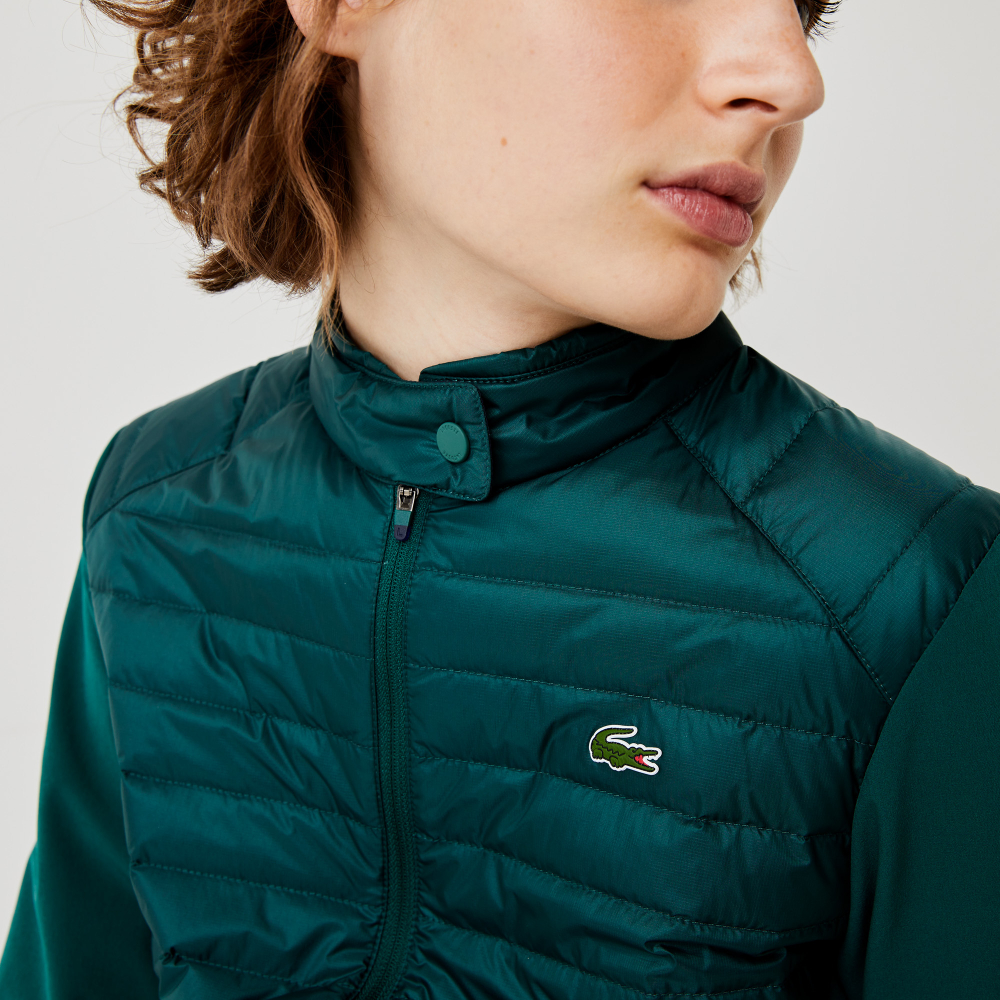 Женская Кофта теннисная Lacoste Women’s SPORT Water-Resistant Down-Filled Puffer Jacket - green/navy blue