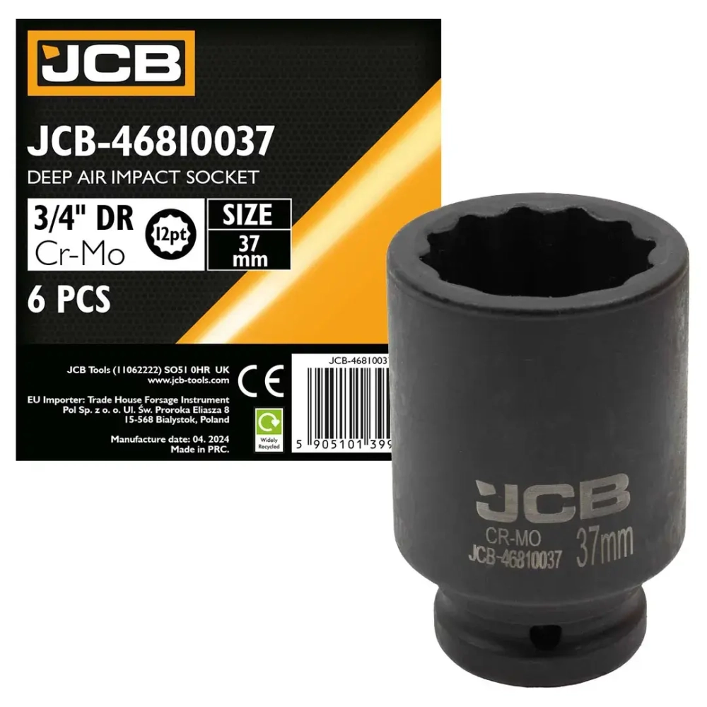 Головка ударная глубокая 3/4'', 37мм (12гр.) JCB JCB-46810037