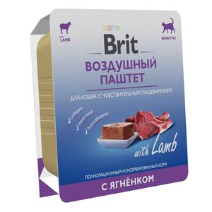Воздушный паштет для кошек с чувствительным пищеварением Brit Premium, ягнёнок