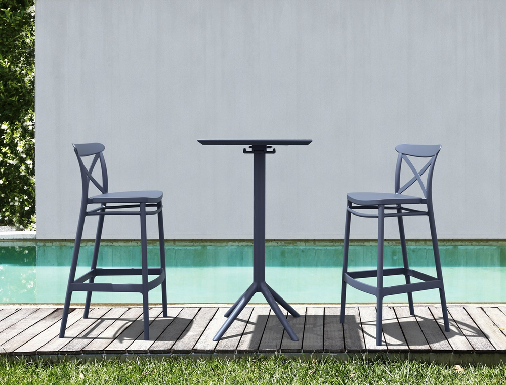 Стол пластиковый барный складной Siesta Contract Sky Folding Bar Table 60, темно-серый