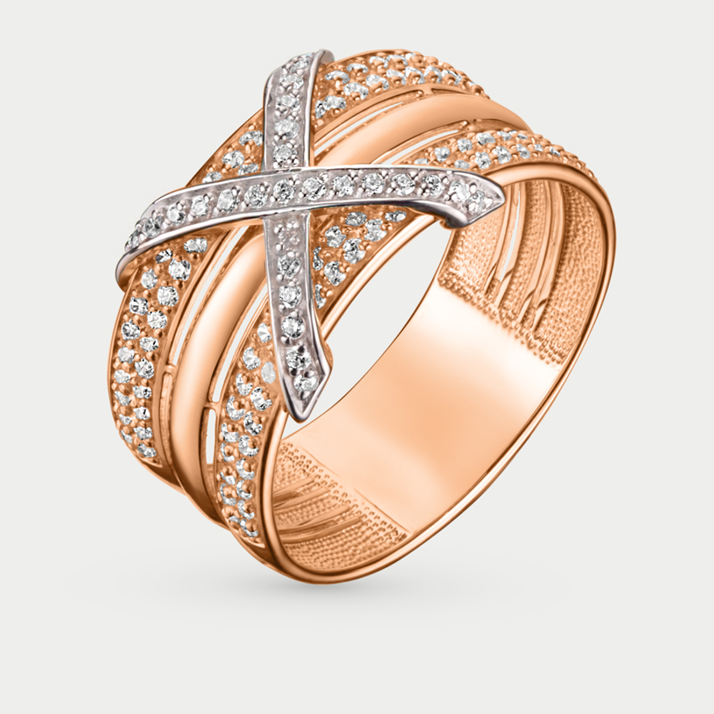 Кольцо женское из красного золота 585 пробы с фианитами (арт. 026431-1102)