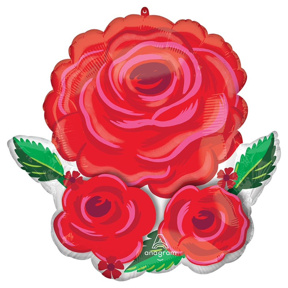 Шар Фольгированный Розы алое сияние сатин (Красный)