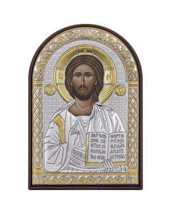 Спаситель, икона арочная, пластик коричневый 80х115