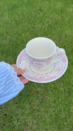 Чайная параH 7,5 Ø 8,5 смH 2,4 Ø 15 см, цвет декора розовый