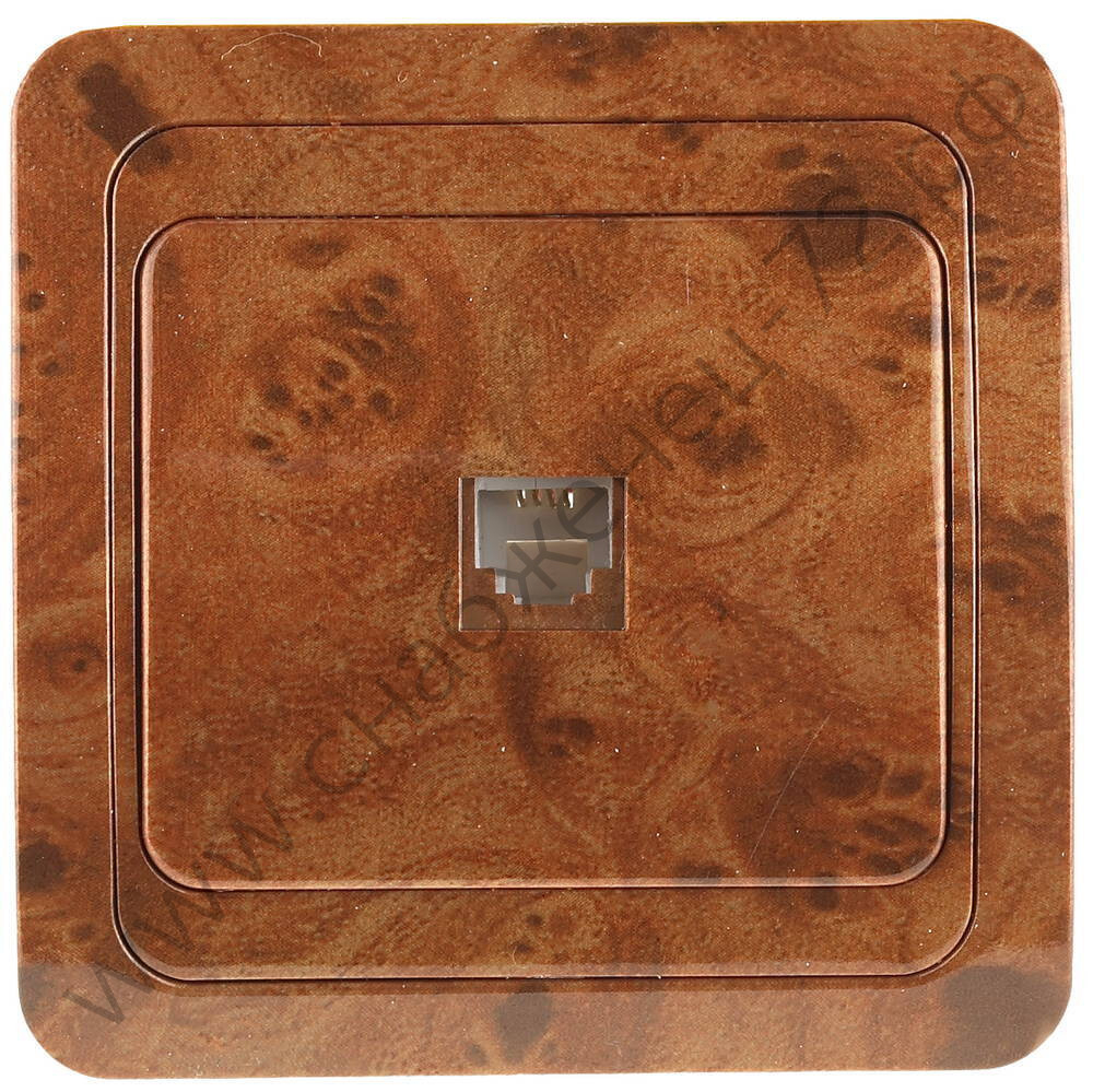 СВЕТОЗАР Гамма, телефонная одинарная цвет орех, Электрическая розетка (SV-54117-N)