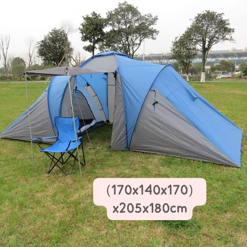 Просторная 6-8 местная кемпинговая палатка с тамбуром и козырьком