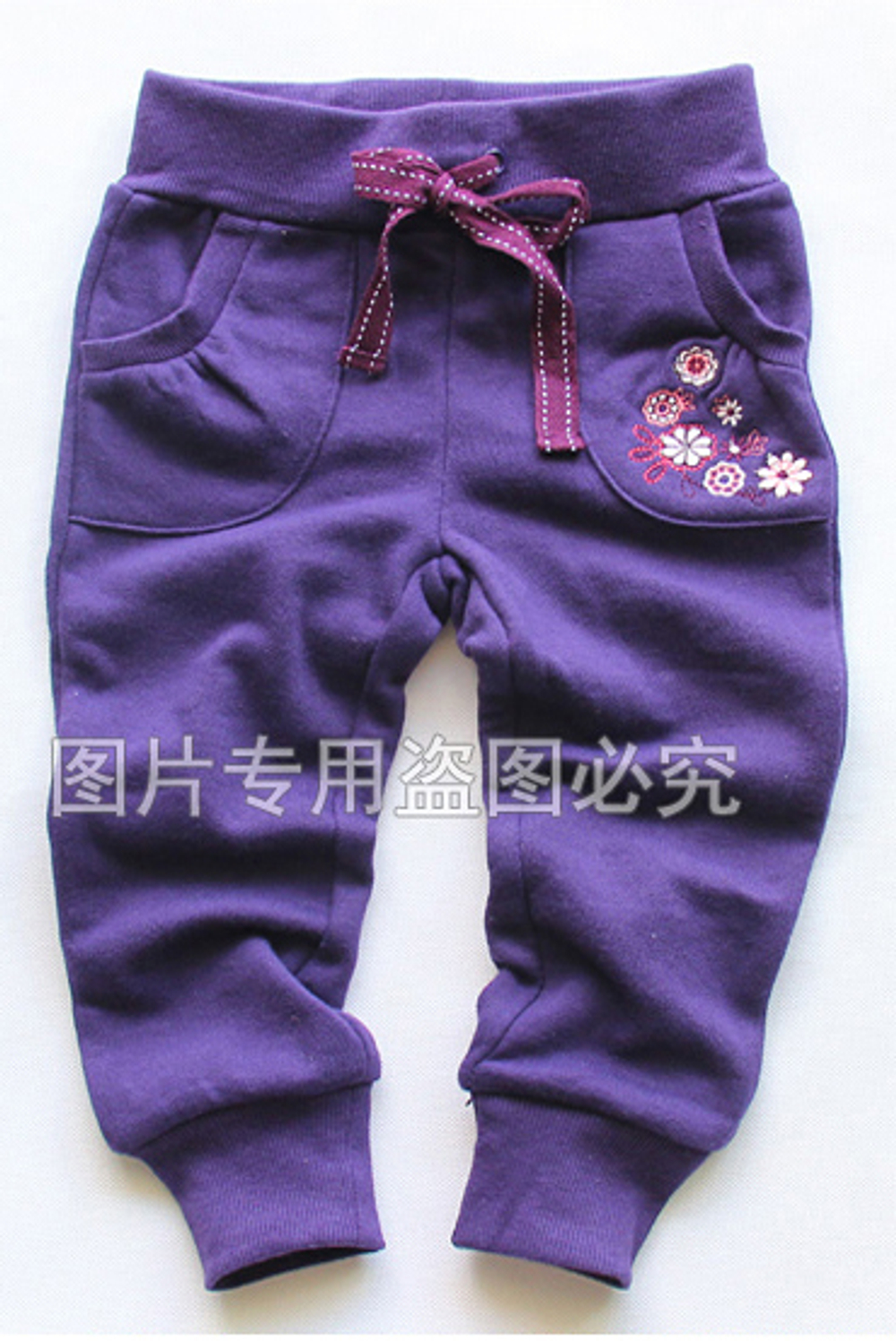 Штаны трикотажные на завязках с вышивкой