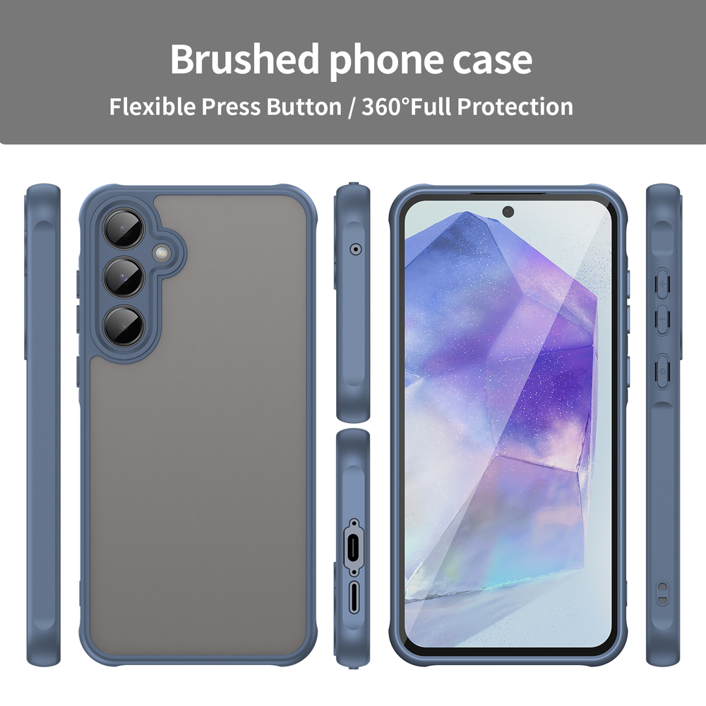 Защитный чехол с синими боковыми рамками для Samsung Galaxy A55 5G, задняя крышка тонированная прозрачная