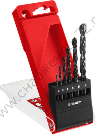 ЗУБР МАСТЕР 6шт(2-8мм), Набор сверл по металлу, сталь Р4М2, класс В