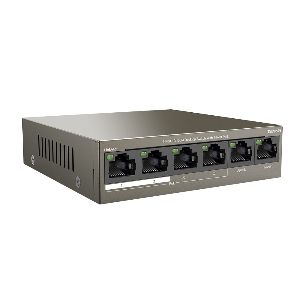 Коммутатор TENDA TEF1106P-4-63W Коммутатор настольный 6-Ports 10/100 Base-TX 4-Ports PoE(PoE бюджет 63W)
