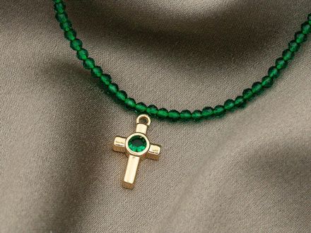 Подвеска Крестик-mini 12,5мм, с кристаллом, в ассортименте