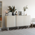 Тумба, 150х40х75, Ола, напольная, под телевизор, комод, белый / дуб шамони, Dipriz