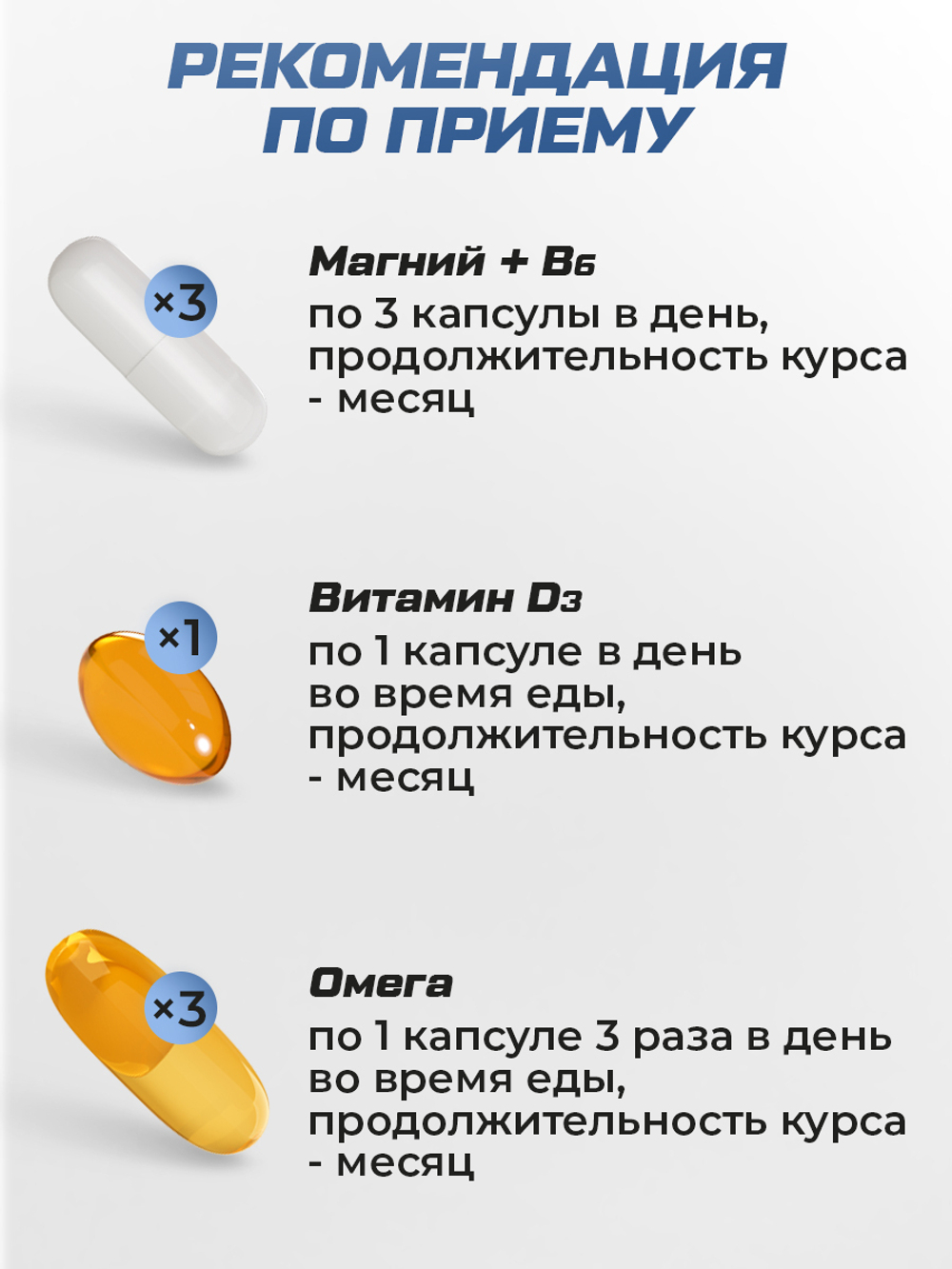 Набор витаминов Магний B6 + Омега-3 + Витамин Д3