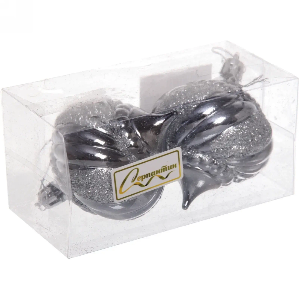 Ёлочные игрушки «Волшебная юла» 6 см (набор 2 шт), Графит