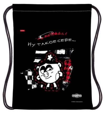 Мешок для сменной обуви Hatber Смешарики, 420х340 мм, чёрный, полиэстер, 1 шт