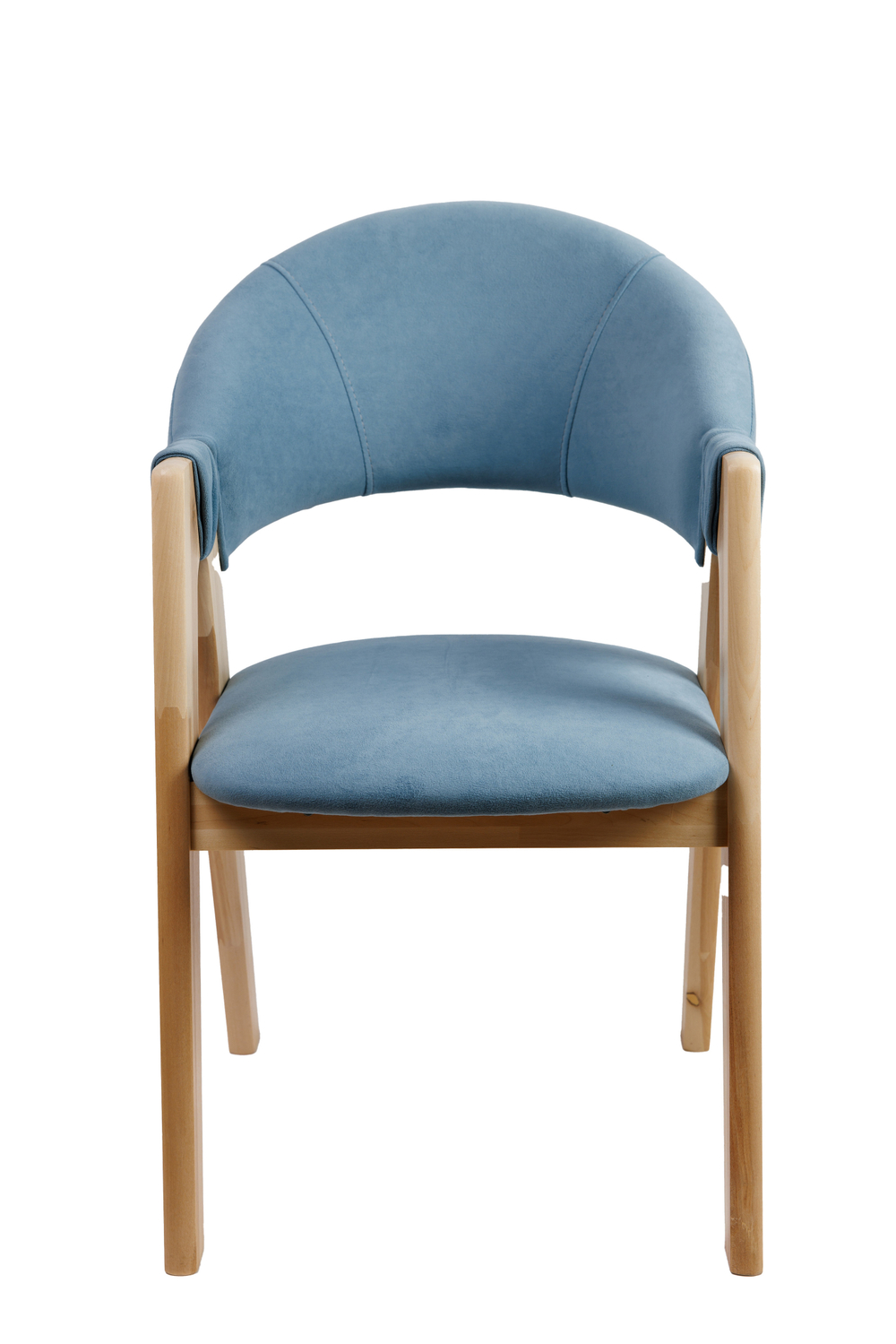 Стул обеденный (гнутая спинка) (голубой велюр/лак) 56х64хв85