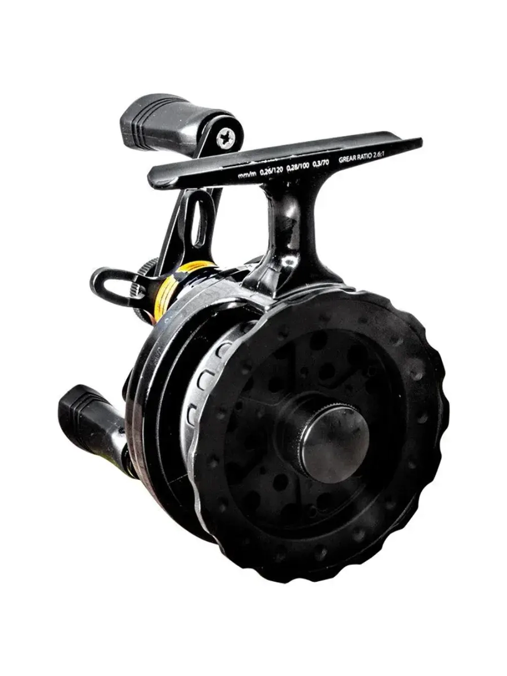 Катушка инерционная (зимняя) Black Side ICE ZEAL (4+1 подш.), черная для зимней рыбалки под удочку и спиннинг на судака, окуня и другую рыбу