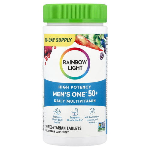Rainbow Light, Men's One™, мультивитамины для ежедневного приема старше 50 лет, высокая эффективность, 90 вегетарианских таблеток