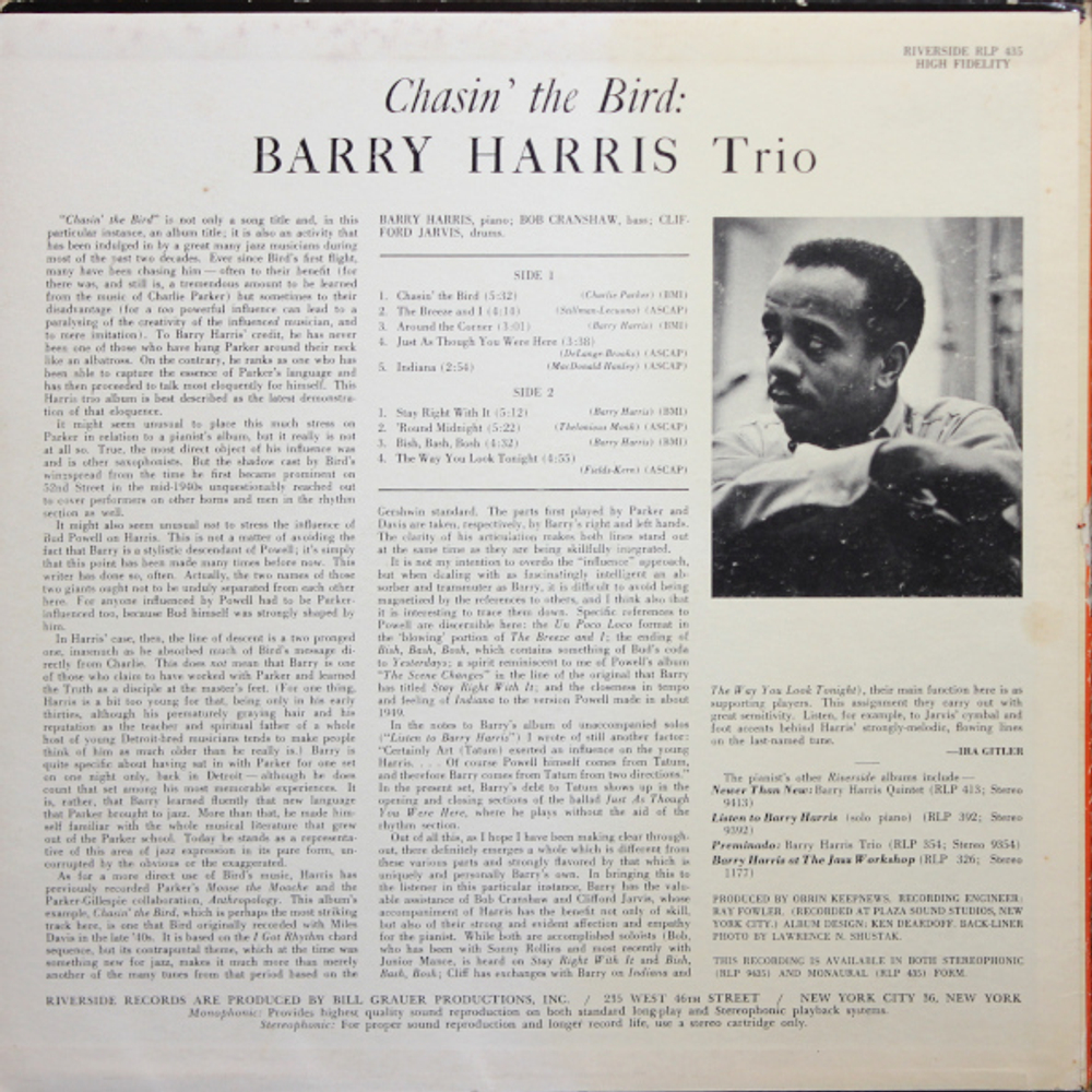 Barry Harris Trio / Chasin' The Bird (LP)