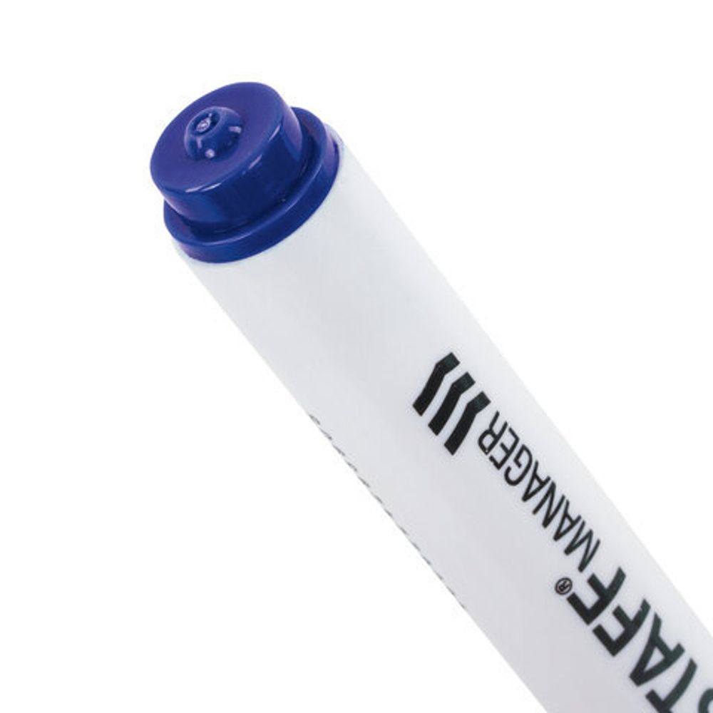 Маркер стираемый для белой доски на магните со стирателем, СИНИЙ, 3 мм, STAFF "Manager", 152004