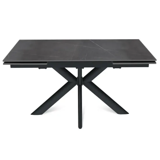 Стол "СТРОНГ" 140-220, керамика Armani Grey матовая, опоры черный муар