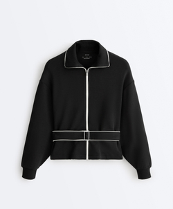 Oysho Куртка с контрастным Piping из мягкого модала, черный