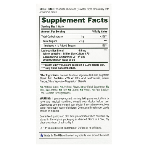 Nature's Bounty, Жевательный пробиотик ацидофилус, клубника, 1 миллиард, 60 жевательных вафель