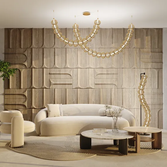 Напольный светильник (торшер) Золотая клетка / Golden Cage 3000К 48Вт Maytoni mod216fl-l38g3k