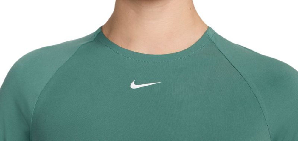 Женская теннисная футболка (Дл. Рукава) Nike Pro 365 Dri-Fit Cropped Long-Sleeve Top - bicoastal/white