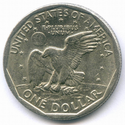 1 доллар 1979 год (P). США. Сьюзен Энтони. Медь с медно-никелевым покрытием, диаметр 26.5 мм. VF