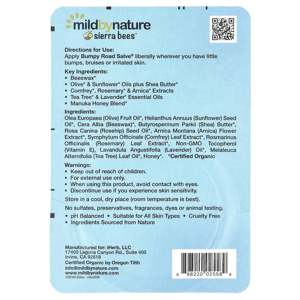 Mild By Nature, Sierra Bees™, Bumpy Road Salve®, мазь от ушибов, 17 г (0,6 унции)
