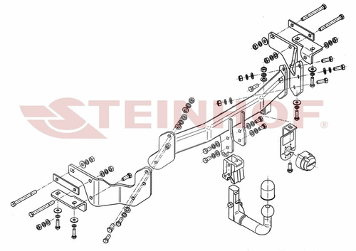 Фаркоп на Hyundai Santa Fe III (DM) 09/2012-2018, Kia Sorento II 11/2012-2020 (паспорт и сертификат в комплекте)(без электрики) Steinhof.K-036