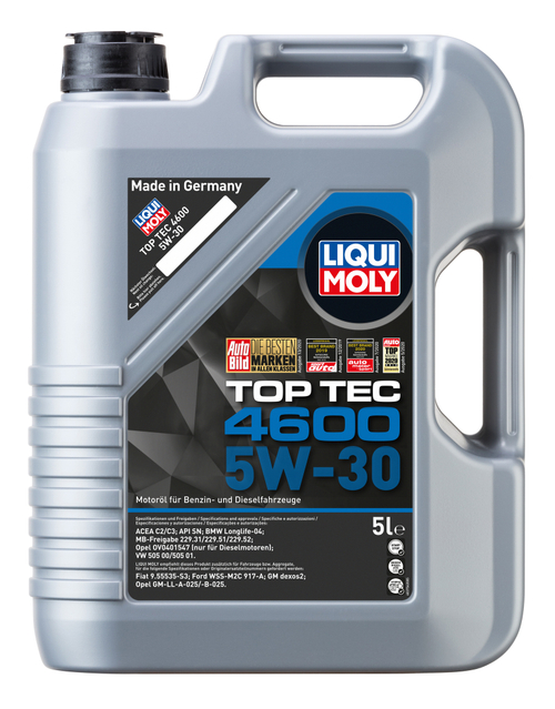 Масло Liqui Moly Top Tec 4600 5W30 SP C2 C3 (5л) синтетика для Chevrolet, GM, Opel