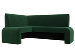 Диван кухонный угловой Кармен левый угол, Зеленый, Велюр, 126130L
