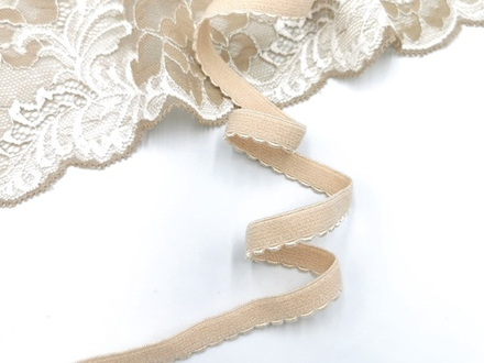 Отделочная резинка с фестонами, 10мм, бежевая, (Арт: OTR641/10-126), м