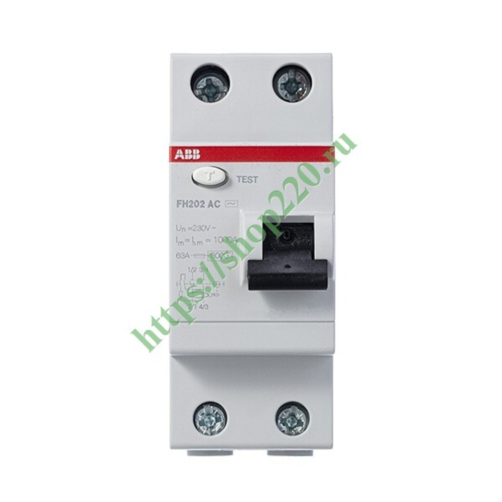 УЗО ABB FH202 AC-63/0,03 2-х полюсное тип AC 63A 30mA 2 модуля (ВДТ) 2CSF202004R1630