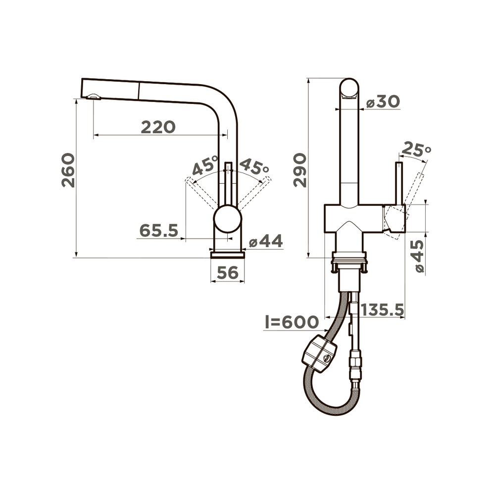 Смеситель для кухни Omoikiri Koriyama-SB Нержавеющая сталь