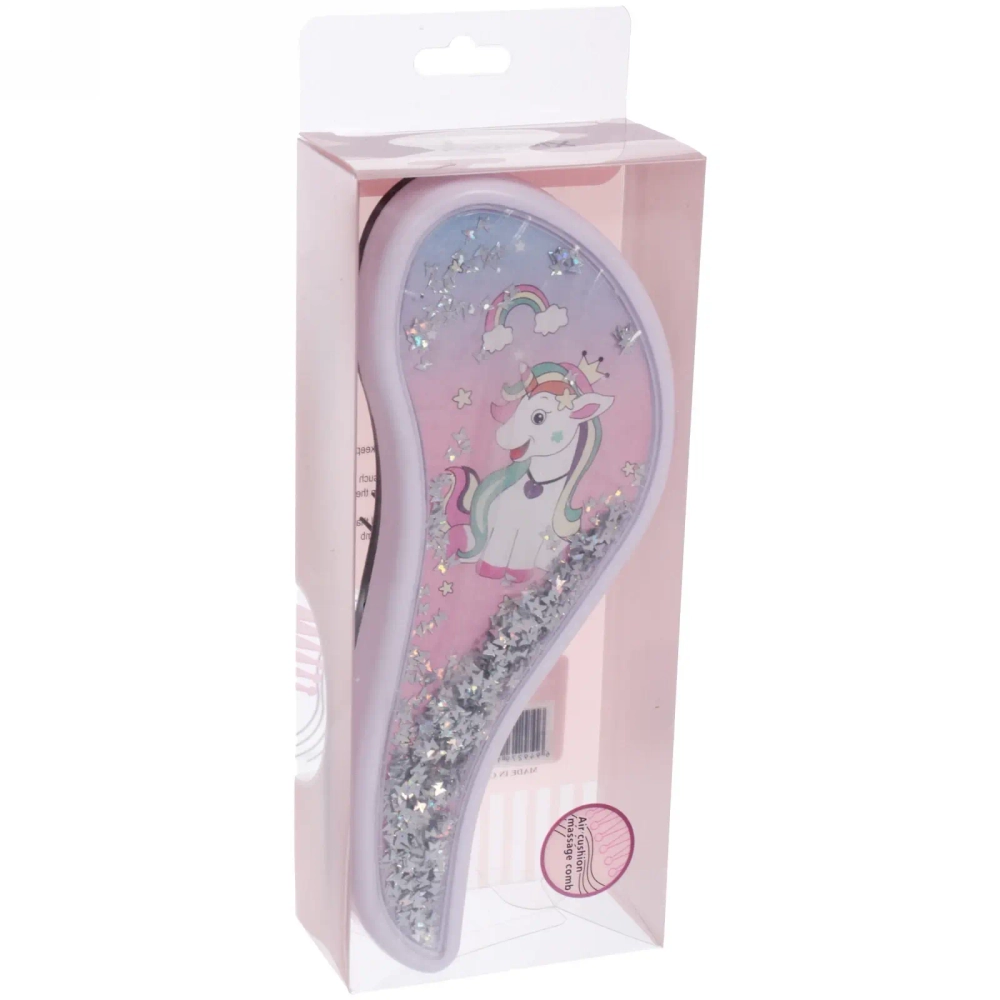 Расческа массажная детская «Prestige - Единорожек Лили», микс 4 цвета, 8*19 (коробка PVC)