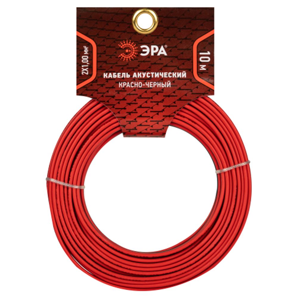 Акустический кабель ЭРА 2х1,00 мм2 красно-черный, 10 м