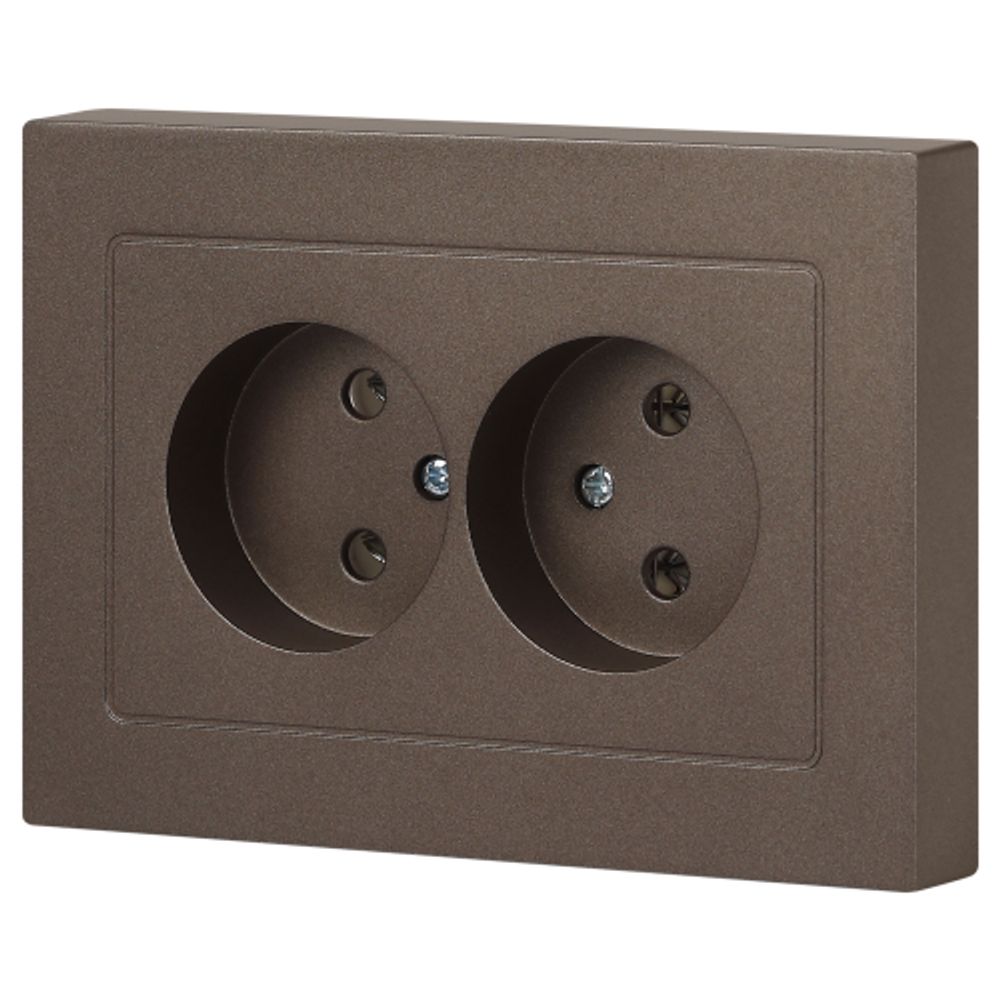 Розетка Intro Accent 6-204-08 2х2P, 16А-250В, IP20, СУ, AL/CU, бронза | Intro
