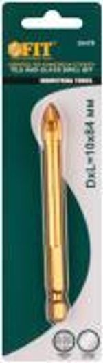 35478 Сверло по кафелю, 4 режущие кромки, титановое покрытие, u-хвостовик под биту 10 х 84 мм