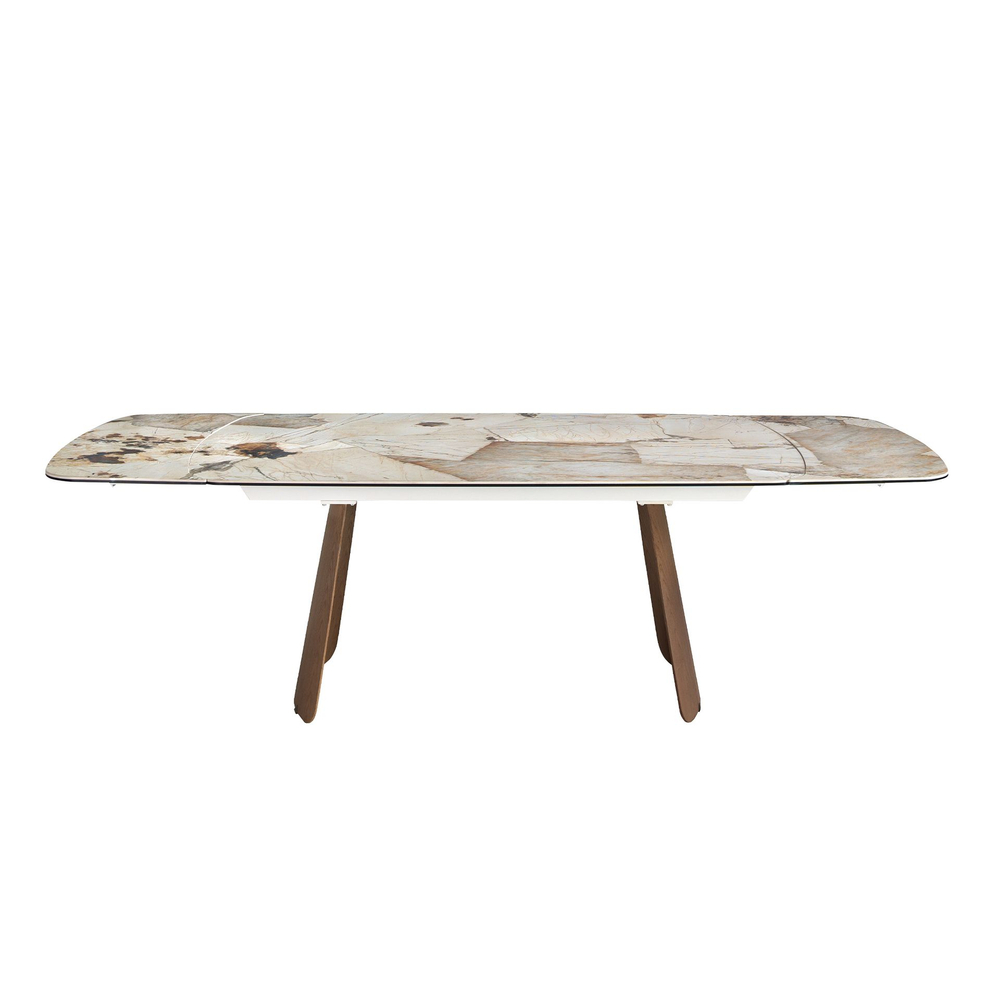 Раздвижной обеденный стол 1186 с столешницей из керамики  и основанием из шпона ореха